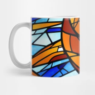 Stained Glass design pattern, seamless, red fire tone, geometrical, abstract design. Mug